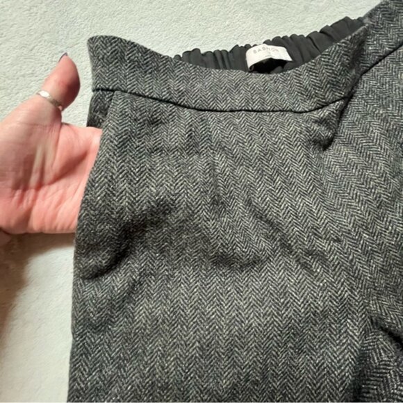 Babaton Pull On Dark Grey Herringbone Wool Blend Lined Ankle/Cropped Dress Pants - Picture 8 of 14
